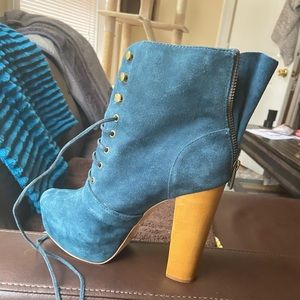 Steve Madden Blue Suede Platform Boots